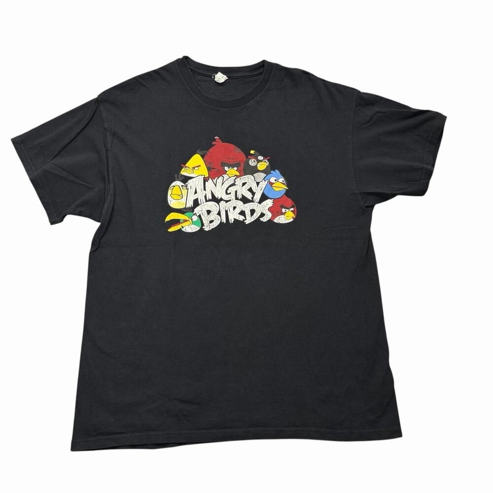 Angry Birds Graphic Tee Black Sz XL 100% Cotton Delta Pro Weight Retro Gamer